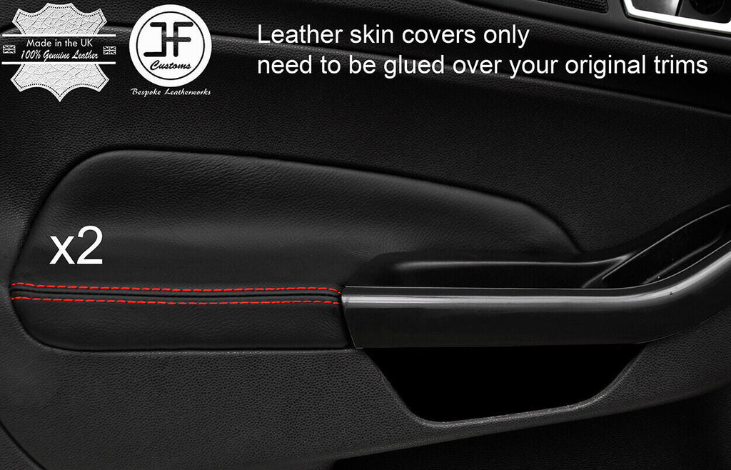 RED STITCH 2XFRONT DOOR ARMREST TRIM LEATHER COVER FOR FORD FIESTA MK9 5 DOOR
