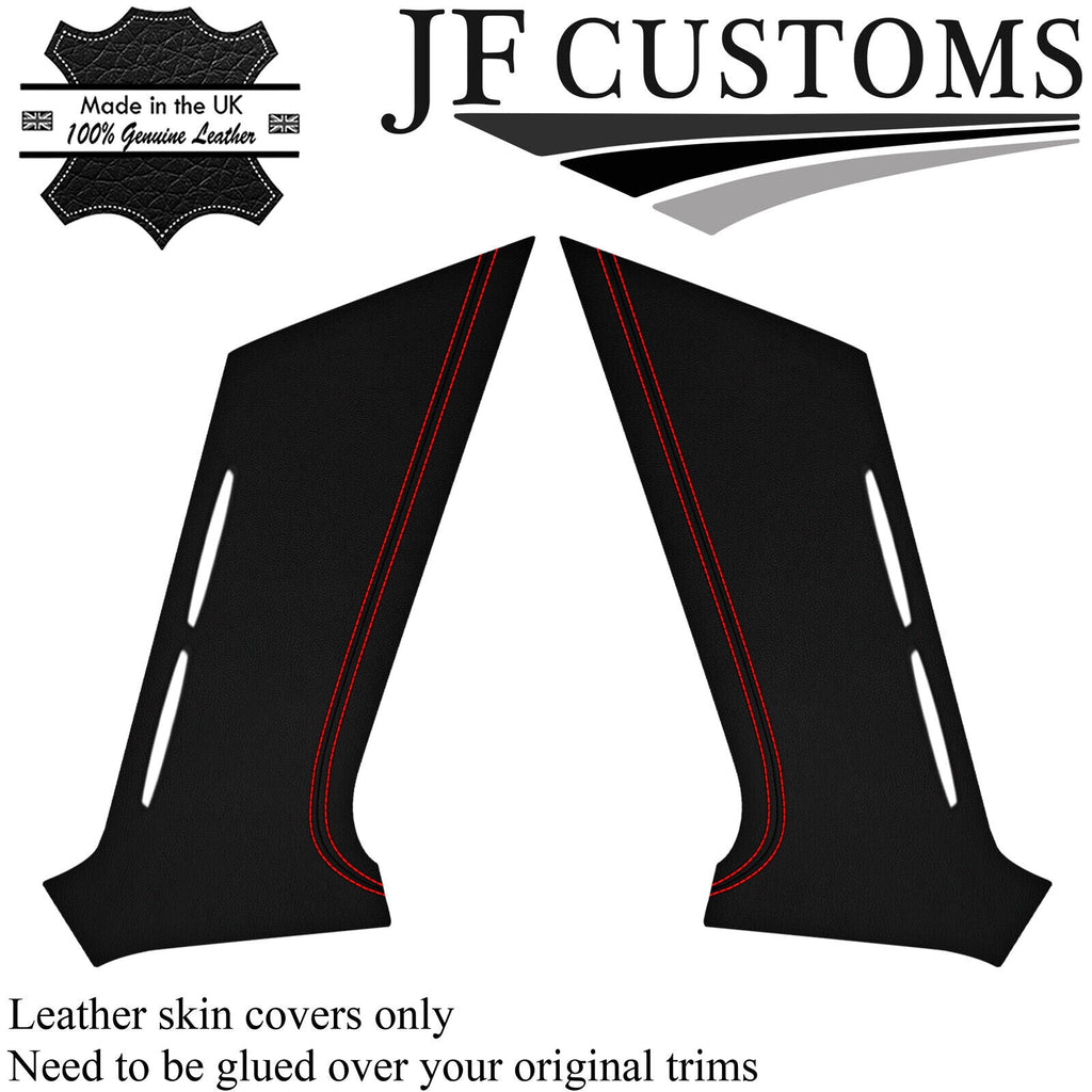 RED STITCH ITALIAN LEATHER 2X CPILLAR COVERS FOR DATSUN 510 1600 67-73 SEDAN