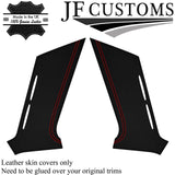 RED STITCH ITALIAN LEATHER 2X CPILLAR COVERS FOR DATSUN 510 1600 67-73 SEDAN