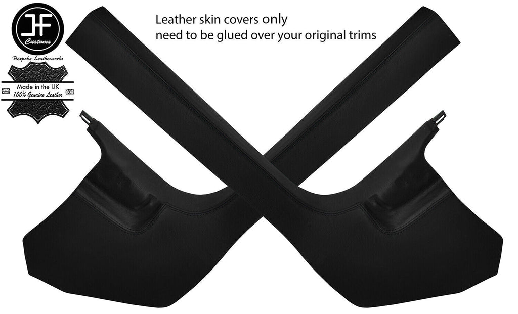 BLACK & BLACK 2X LOWER SIDE KICK PANEL SILL LEATHER COVER FOR AUDI A4 B8 08-15