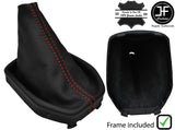 RED STITCH LEATHER GEAR GAITER+PLASTIC FRAME FOR FORD TRANSIT COURIER 14-20