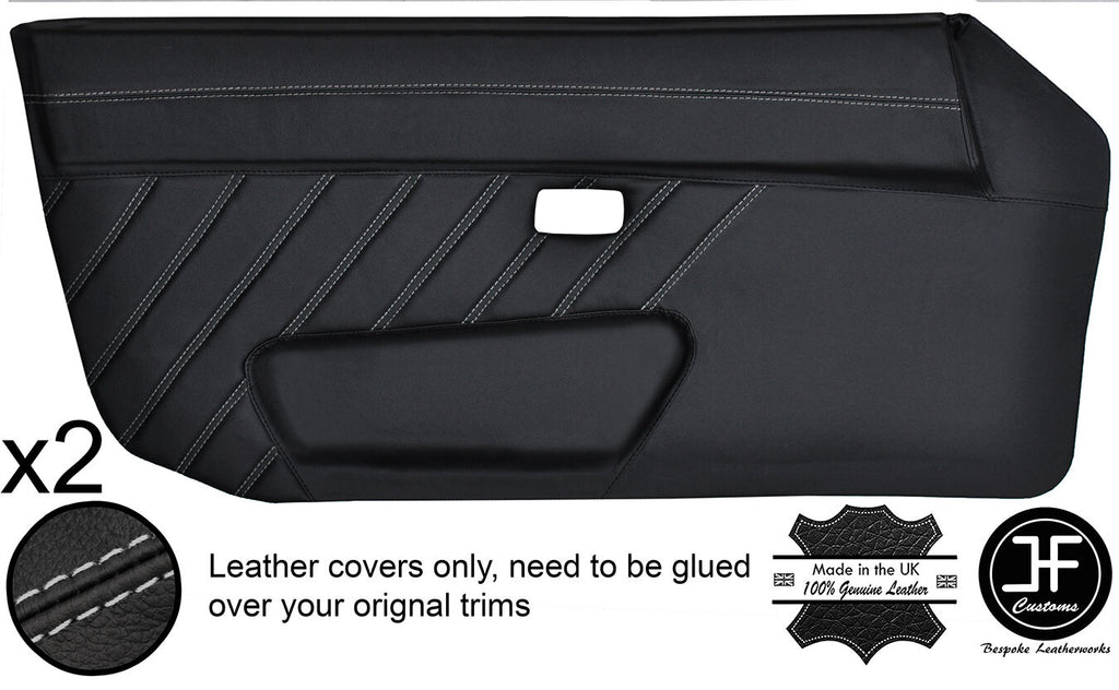 GREY STITCH STYLE 3 2X FULL DOOR CARD LEATHER COVER FITS PORSCHE 924 944 75-91