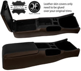 BLACK & BROWN CENTRE CONSOLE & ARMREST LEATHER COVERS FITS NISSAN S14 1994-98