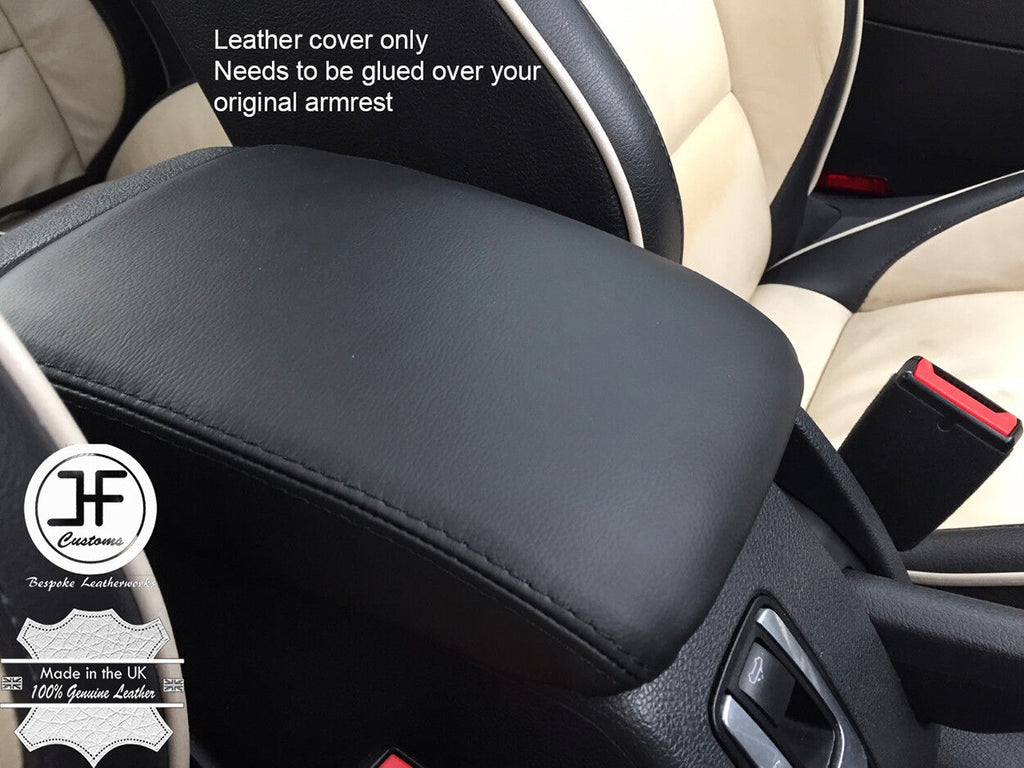 BLACK STITCH TOP GRAIN LEATHER ARMREST COVER FITS VW EOS CONVERTIBLE 2006-2013