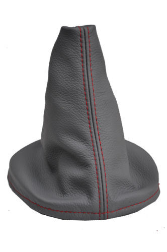 FITS VW NEW BEETLE 98-05 LEATHER GREY GEAR GAITER red st CUSTOM NEW MADE IN UK