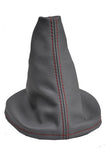 FITS VW NEW BEETLE 98-05 LEATHER GREY GEAR GAITER red st CUSTOM NEW MADE IN UK