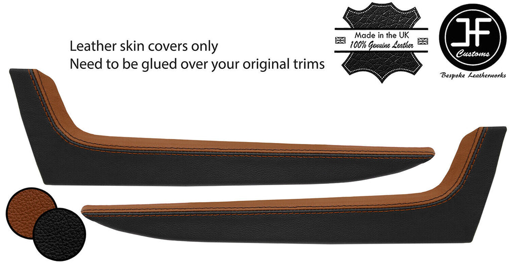 BLACK BROWN 2X DOOR POCKET TRIM LEATHER COVERS FOR SMART ROADSTER 452 03-05