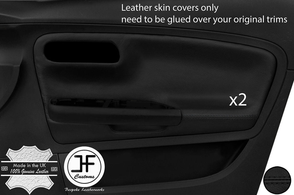 BLACK STITCH 2X FRONT DOOR CARD TRIM LEATHER COVERS FOR SEAT IBIZA 02-08 5 DOOR