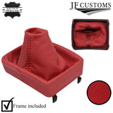 DARK RED LEATHER MANUAL GEAR GAITER+FRAME FITS VW POLO 9N MK4 2005-2009