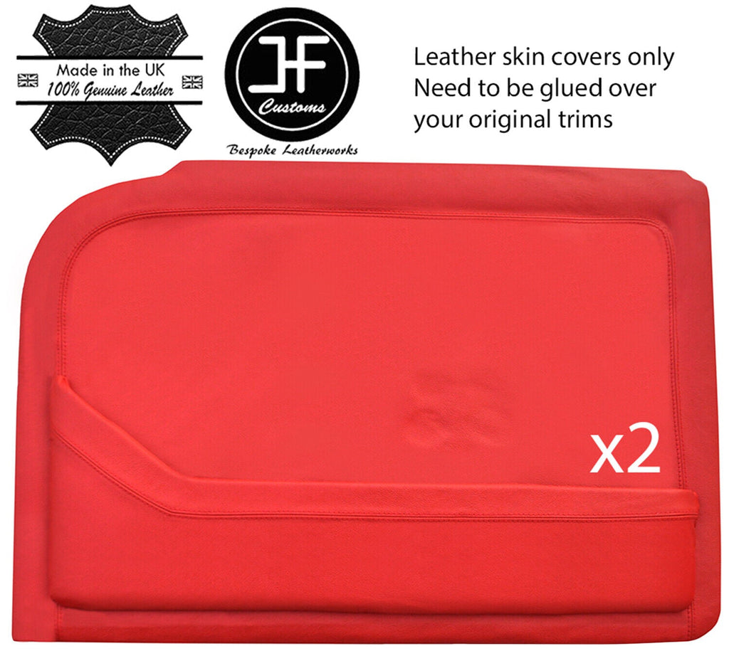 RED REAL LEATHER 2X FRONT DOOR CARDS COVERS FITS ROVER P5 V8 SALOON CUSTOM NEW