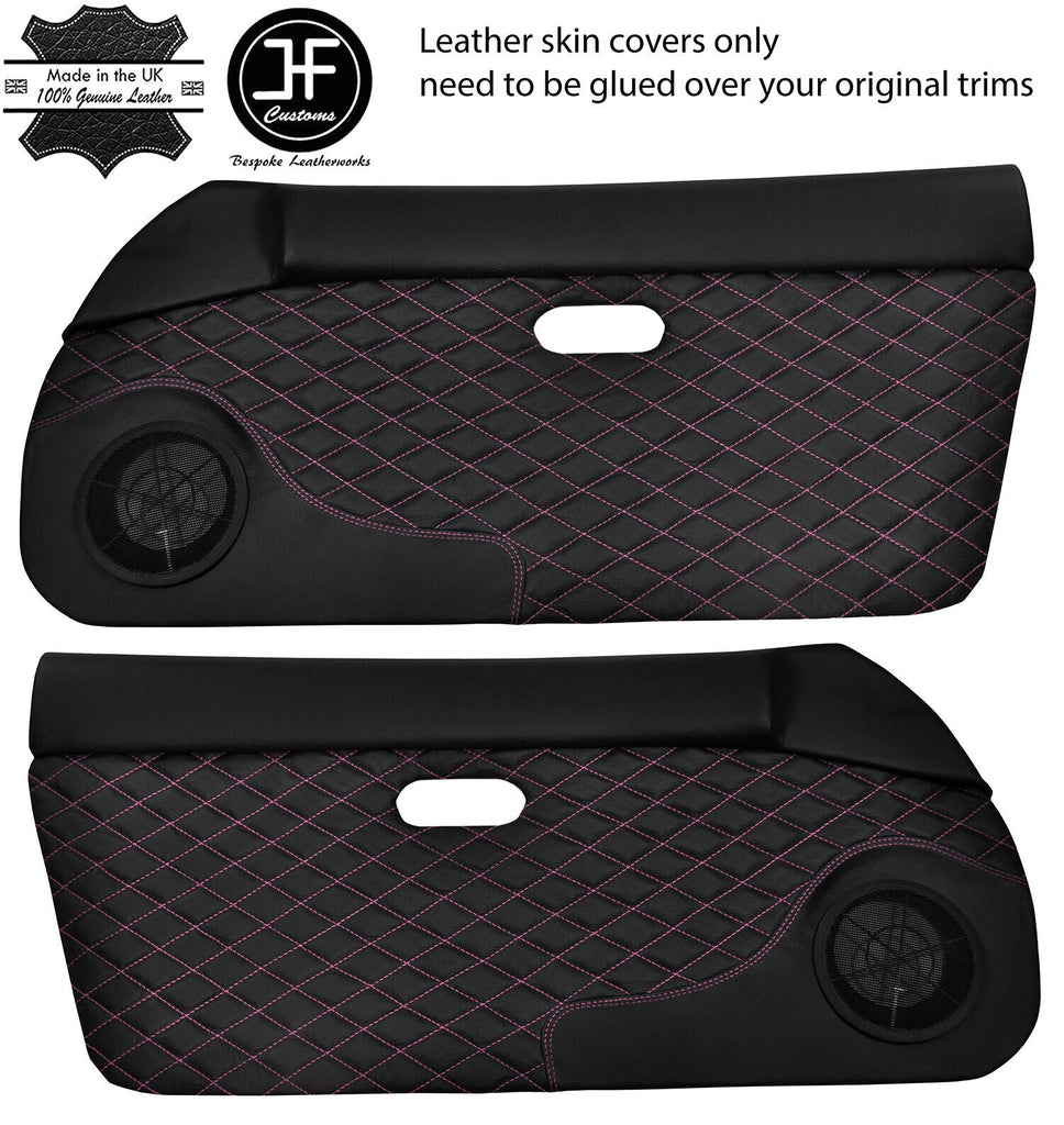 PINK DIAMOND STITCH 2X DOOR CARD LEATHER COVERS FOR MAZDA MX5 MK1 MIATA 89-97