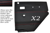 RED STITCH 2X REAR DOOR CARDS LEATHER COVERS FITS LAND ROVER DEFENDER  110