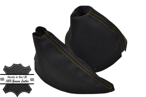 YELLOW DOUBLE STITCH FITS NISSAN 350Z 2003-2009 SUEDE GEAR HANDBRAKE GAITER