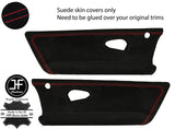 RED STITCH 2X DOOR CARD TRIM SUEDE COVERS FOR SMART ROADSTER 452 03-05 JF1