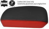 BLACK RED 2 TONE ARMREST LID REAL LEATHER COVER FITS  NISSAN QASHQAI 2010-14