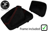 RED STITCH SUEDE GEAR GAITER + PLASTIC FRAME FOR BMW 3 SERIES E36 3 1991-1999