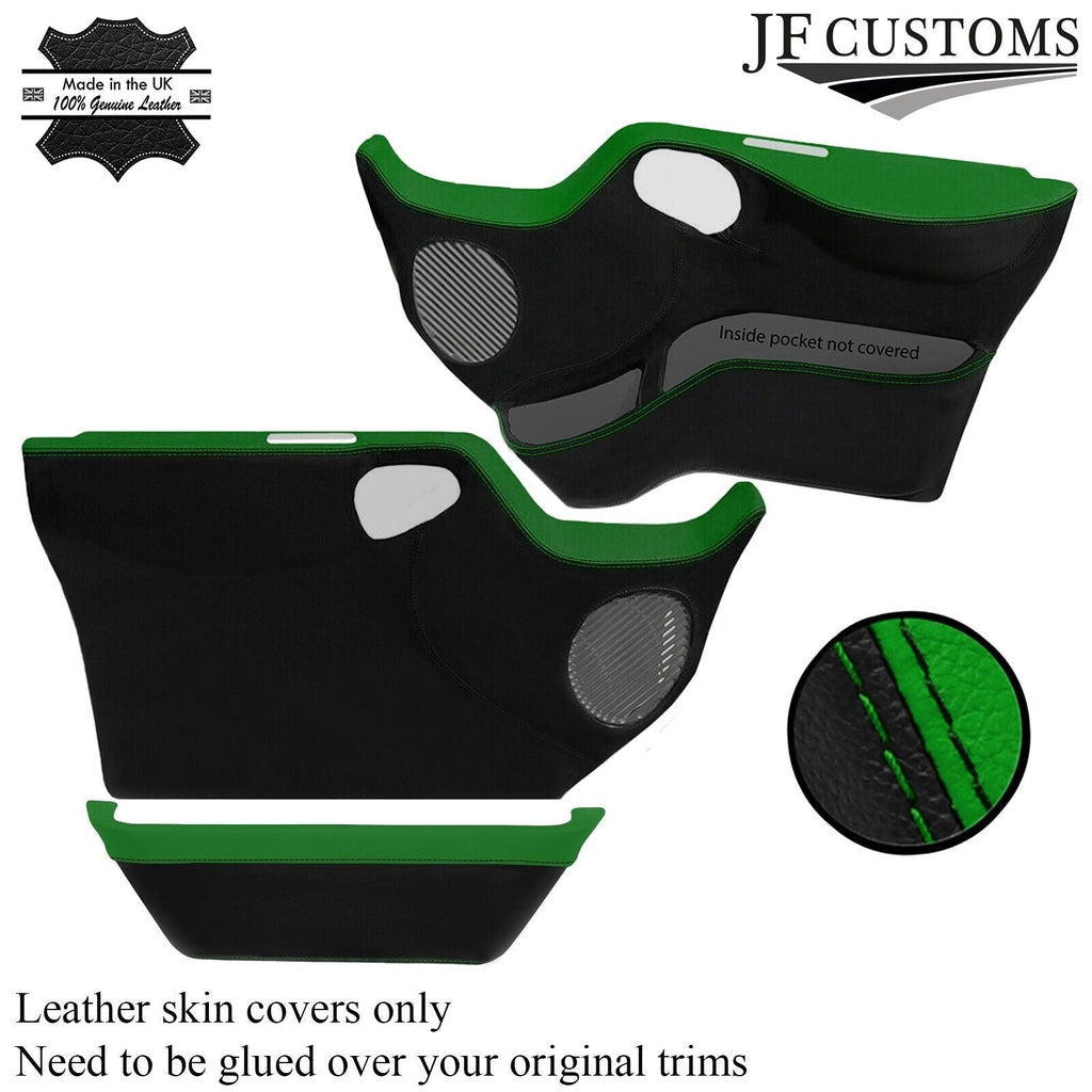 GREEN  BLACK 2X FRONT FULL DOOR CARD LEATHER COVERS FOR FORD TRANSIT MK7 06-14