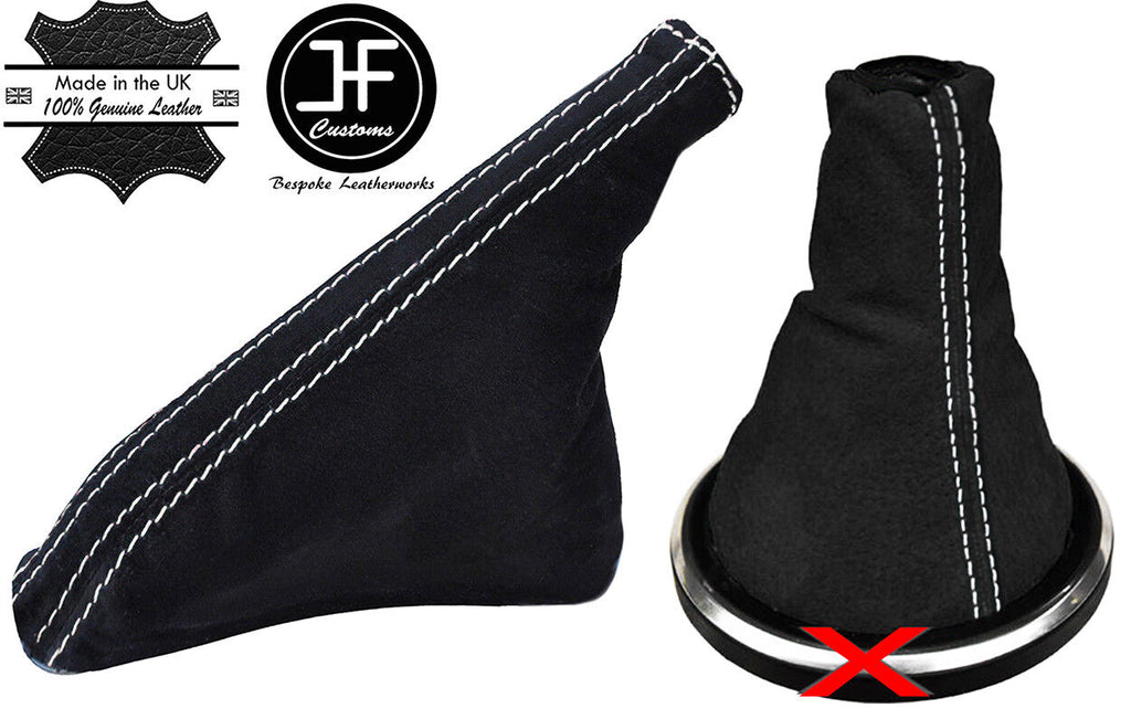 WHITE STITCH GENUINE SUEDE GEAR+HANDBRAKE GAITER FITS FORD FIESTA MK6 02-2008