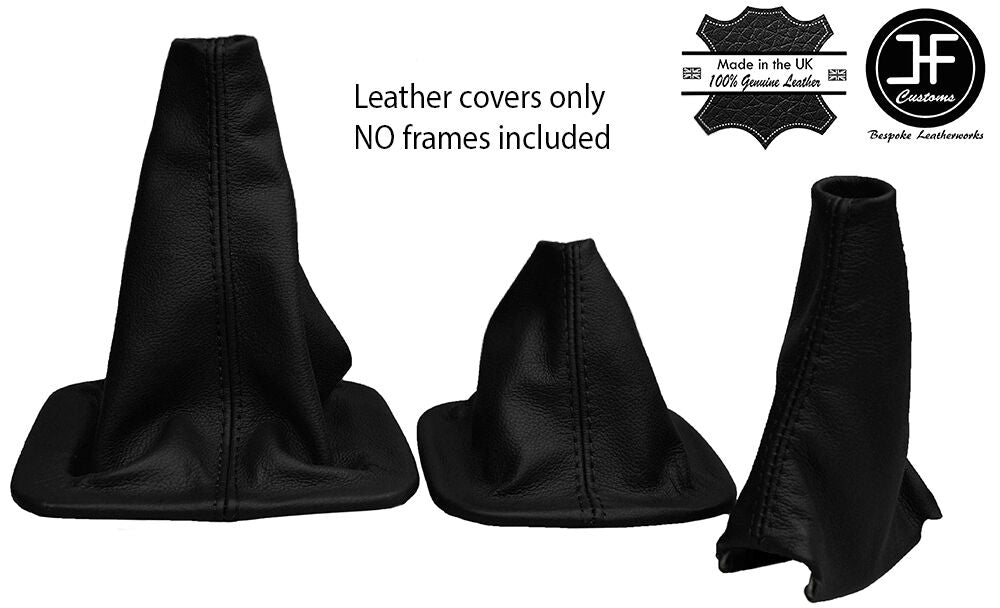 BLACK REAL LEATHER 3X GAITERS SET FITS LANDROVER DISCOVERY MK1 MK2 1996-2004
