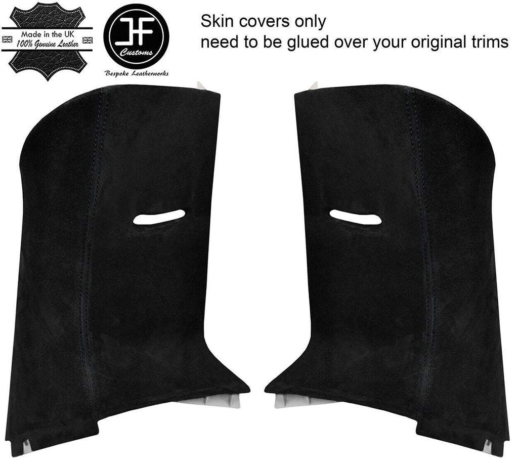 BLACK STITCH 2X UPPER REAR D PILLAR SUEDE COVERS FOR RANGE ROVER SPORT 05-13