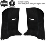 BLACK STITCH 2X UPPER REAR D PILLAR SUEDE COVERS FOR RANGE ROVER SPORT 05-13