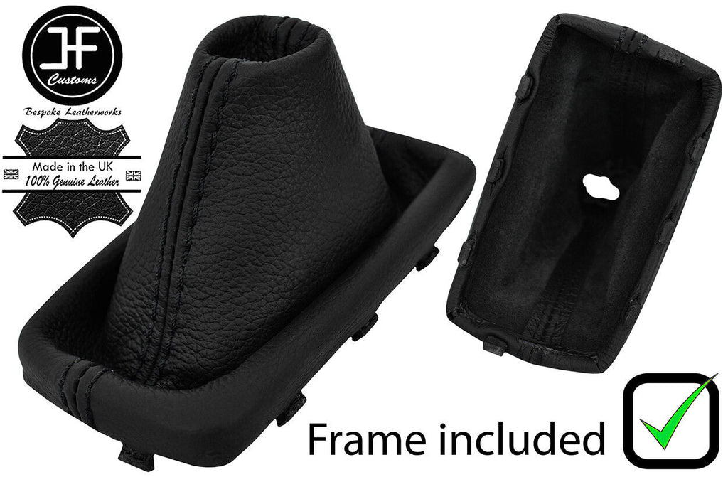 BLACK STITCH LEATHER AUTOMATIC GEAR GAITER+PLASTIC FRAME FITS KIA CARENS 13-18