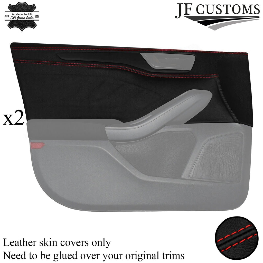 FOR FORD FOCUS MK4 18-20 RED STITCH 2X LEATHER FRONT DOOR CARD TRIM COVER