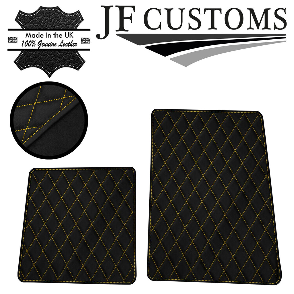 YELLOW DIAMOND STITCH VINYL 2X TAILORED FLOOR MAT CARPETS FOR LOTUS ELISE S1