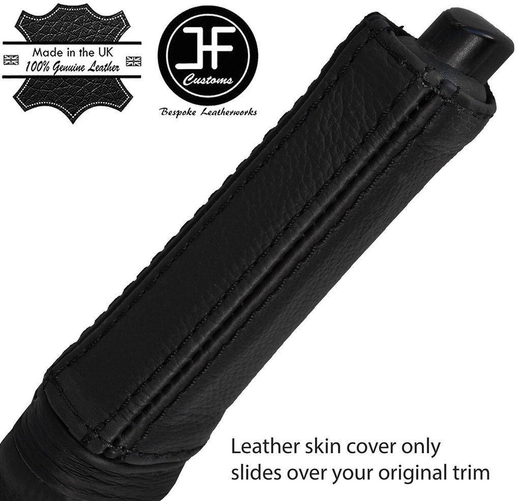 BLACK & BLACK STRIPE REAL LEATHER HANDBRAKE HANDLE COVER FITS FIAT DOBLO 10-15