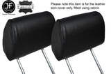 BLACK STITCH 2X FRONT HEADREST LEATHER SKIN COVERS FITS BMW 3 SERIES E30 84-92