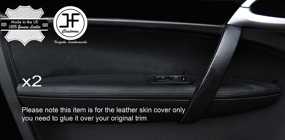 BLACK STITCH 2X FRONT DOOR ARMREST LEATHER COVERS FITS PORSCHE CAYENNE 955 957