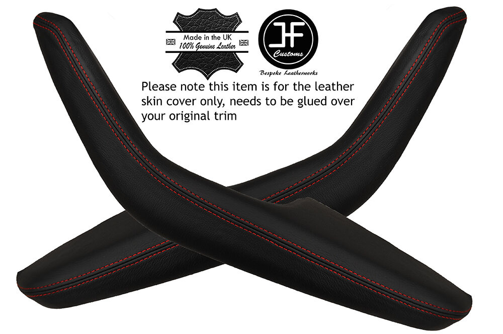 RED STITCH 2X FRONT DOOR HANDLE ARMREST LEATHER COVERS FITS AUDI Q5 2008-2015