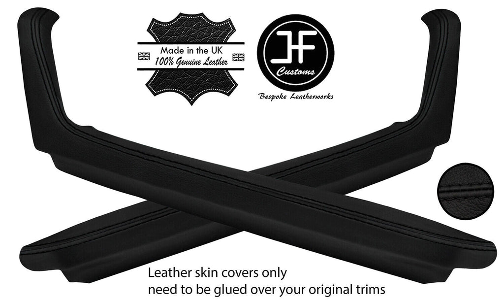 BLACK STITCH 2X DOOR HANDLE ARMREST TOP GRAIN LEATHER COVERS FOR PORSCHE 924 944