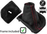 RED STITCH LEATHER AUTOMATIC GEAR GAITER + PLASTIC FRAME FOR VW T6 2016-2019