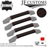 RED STITCH LEATHER 4X ROOF GRAB HANDLE COVER FOR LAND ROVER DISCOVERY MK2 98-04