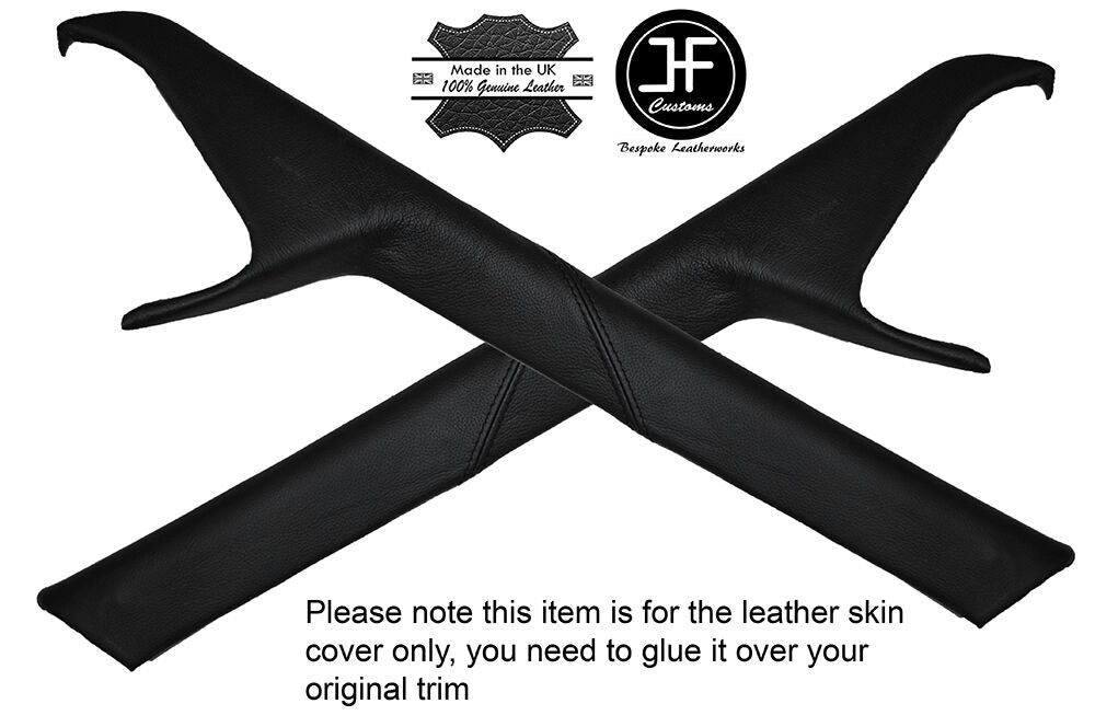 BLACK STITCH 2X A PILLAR LEATHER SKIN COVERS FITS ALFA ROMEO GIULIA SUPER TI