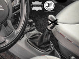 BLACK 4 STITCHING FITS TOYOTA AYGO CITROEN C1 PEUGEOT 107 GEAR GAITER LEATHER