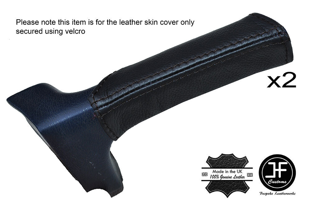 BLACK STITCH 2X FRONT DOOR HANDLE LEATHER COVERS FITS PORSCHE 928 S S2 S4