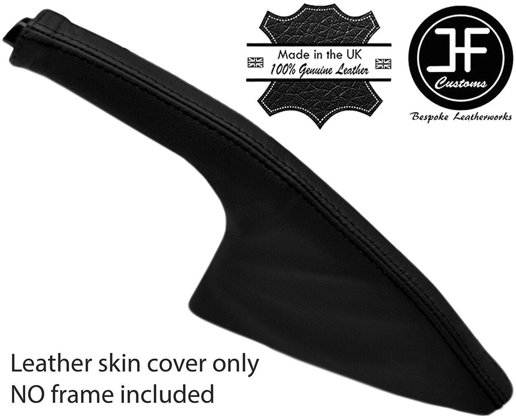 BLACK & BLACK STRIPE LEATHER HANDBRAKE GAITER COVER FOR FITS VW POLO 6R 09-17
