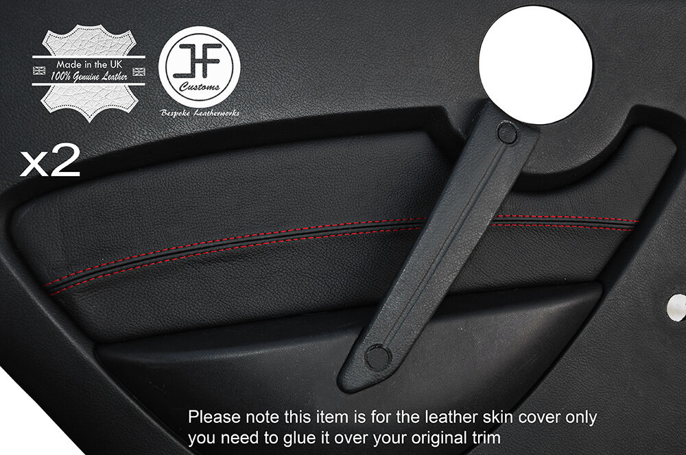 RED STITCH 2X REAR DOOR CARD TRIM LEATHER COVERS FITS PROTON GEN 2 2004-2011