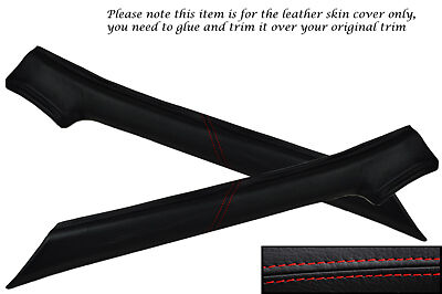 RED STITCH FITS PORSCHE 924 944 75-91 2X WINDSCREEN PILLAR LEATHER COVERS ONLY
