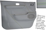 GREEN STITCH 2X DOOR CARD GREY LEATHER SKIN COVERS FITS MAZDA BONGO FORD FREDA