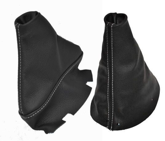 WHITE STITCH FITS PEUGEOT 308 2007-2012 BLACK GEAR GAITER + HANDBRAKE GAITER