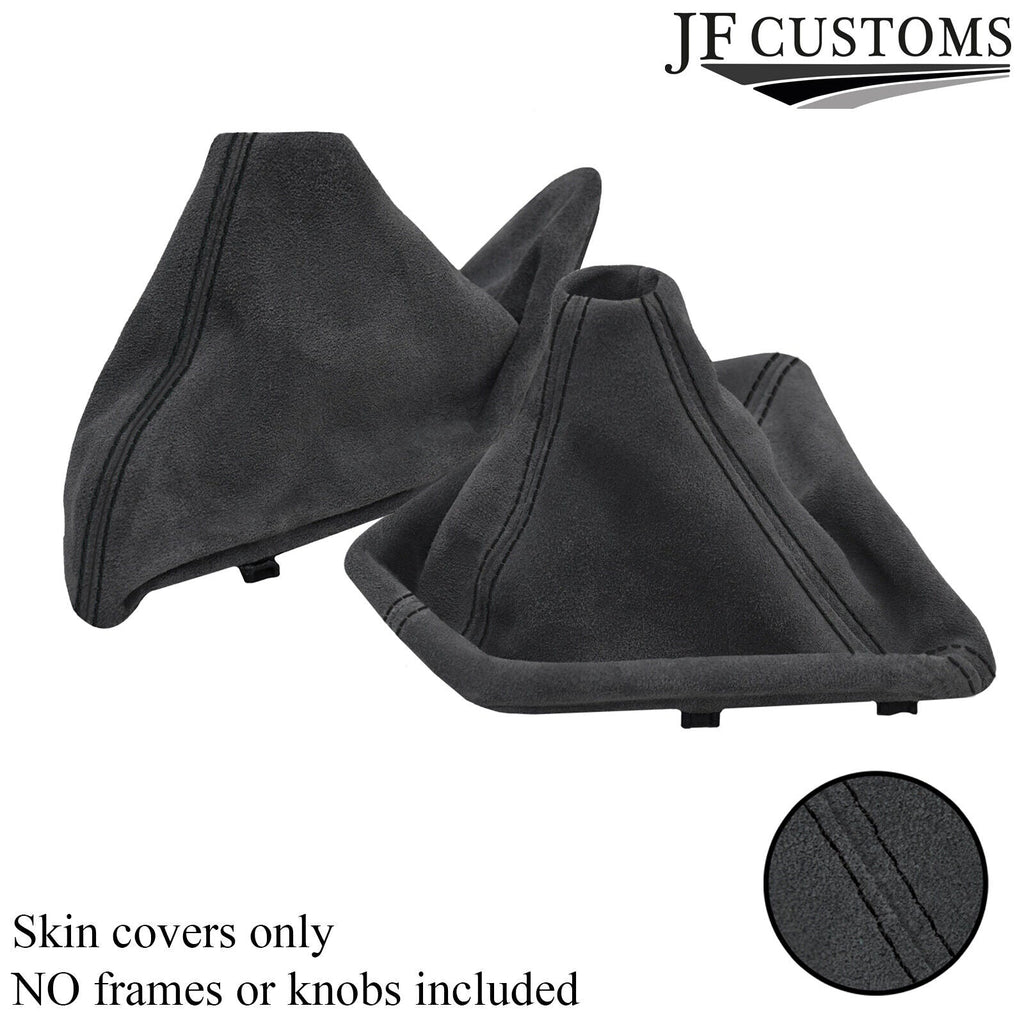 BLACK STI. GREY SUEDE GEAR+HANDBRAKE GAITERS SET FOR BMW 1 SERIES F20 F21 11-17