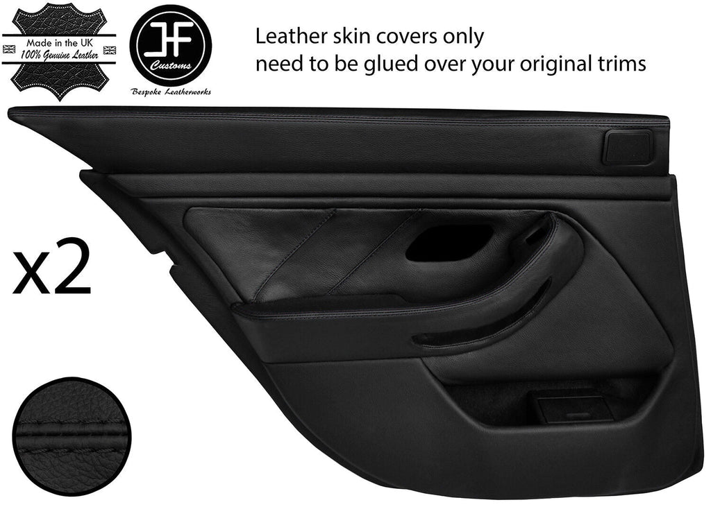 BLACK STITCH 2X REAR FULL DOOR CARD LEATHER COVERS FITS BMW 5 SERIES E39 95-03
