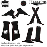 D RED STITCH ITALIAN LEATHER PILLAR KIT COVERS FOR BMW 5 SERIES F10 F11 10-16