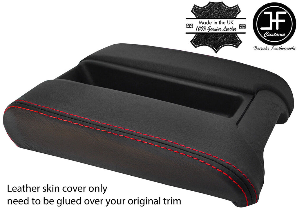 RED STITCHING SLIDING PHONE ARMREST REAL LEATHER COVER FITS BMW E39 1996-2003