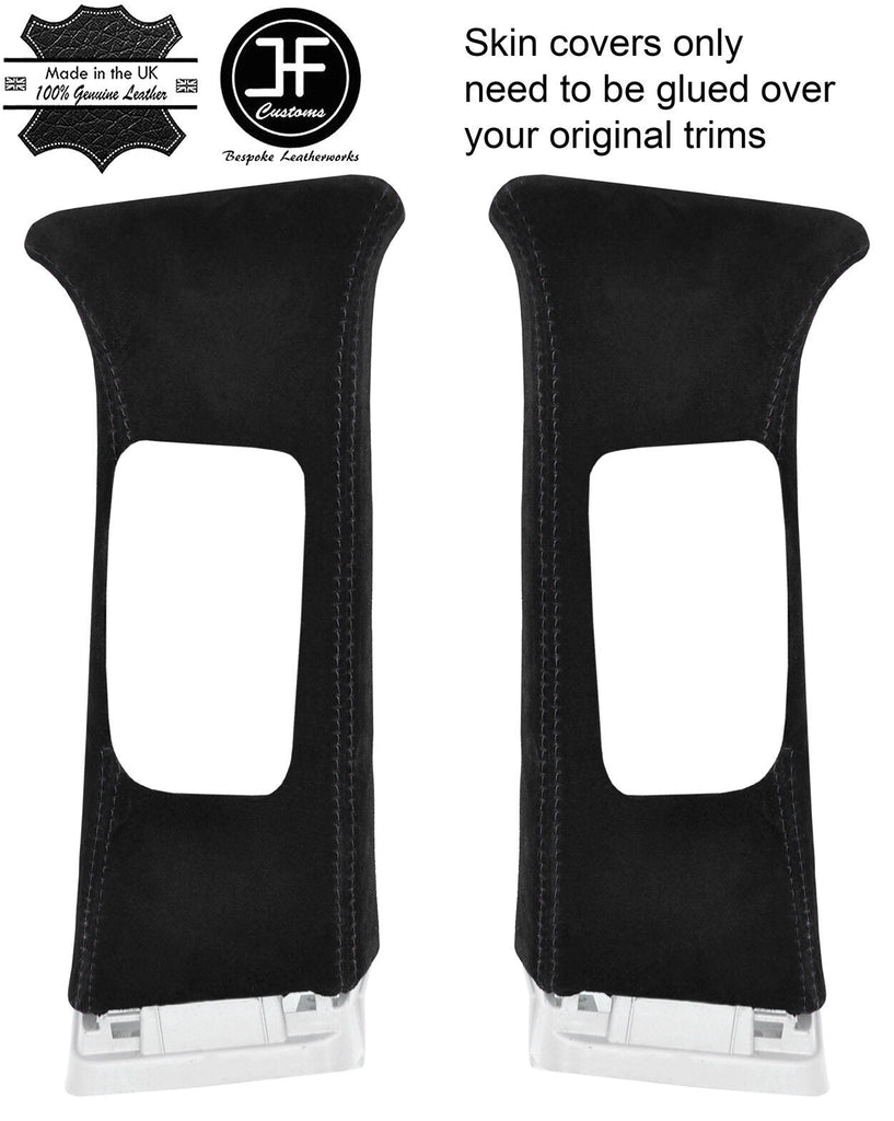 BLACK STITCH 2X UPPER B PILLAR SUEDE COVERS FITS NISSAN QASHQAI J11 2013-2018