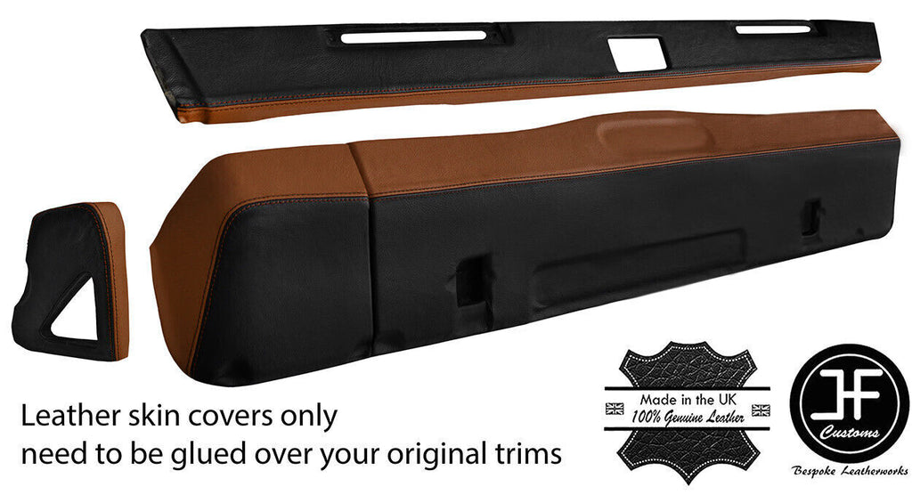 BLACK & BROWN DASH DASHBOARD KIT REAL LEATHER COVERS FOR DEFENDER 90 110 83-06