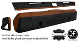 BLACK & BROWN DASH DASHBOARD KIT REAL LEATHER COVERS FOR DEFENDER 90 110 83-06